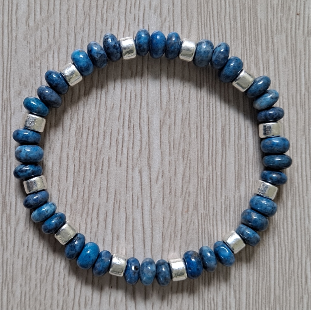 Denim Lapis Beaded Bracelet